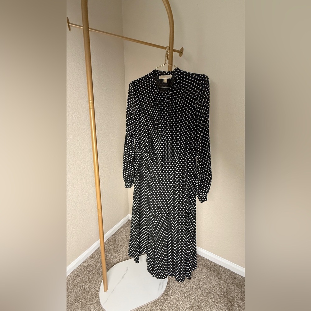 Michael Kors Black and White Long Sleeve Dress